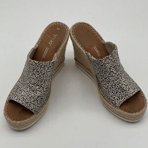 Toms Monica Leopard Print Wedge Rope Sandals Women Size 8 BLEMISH